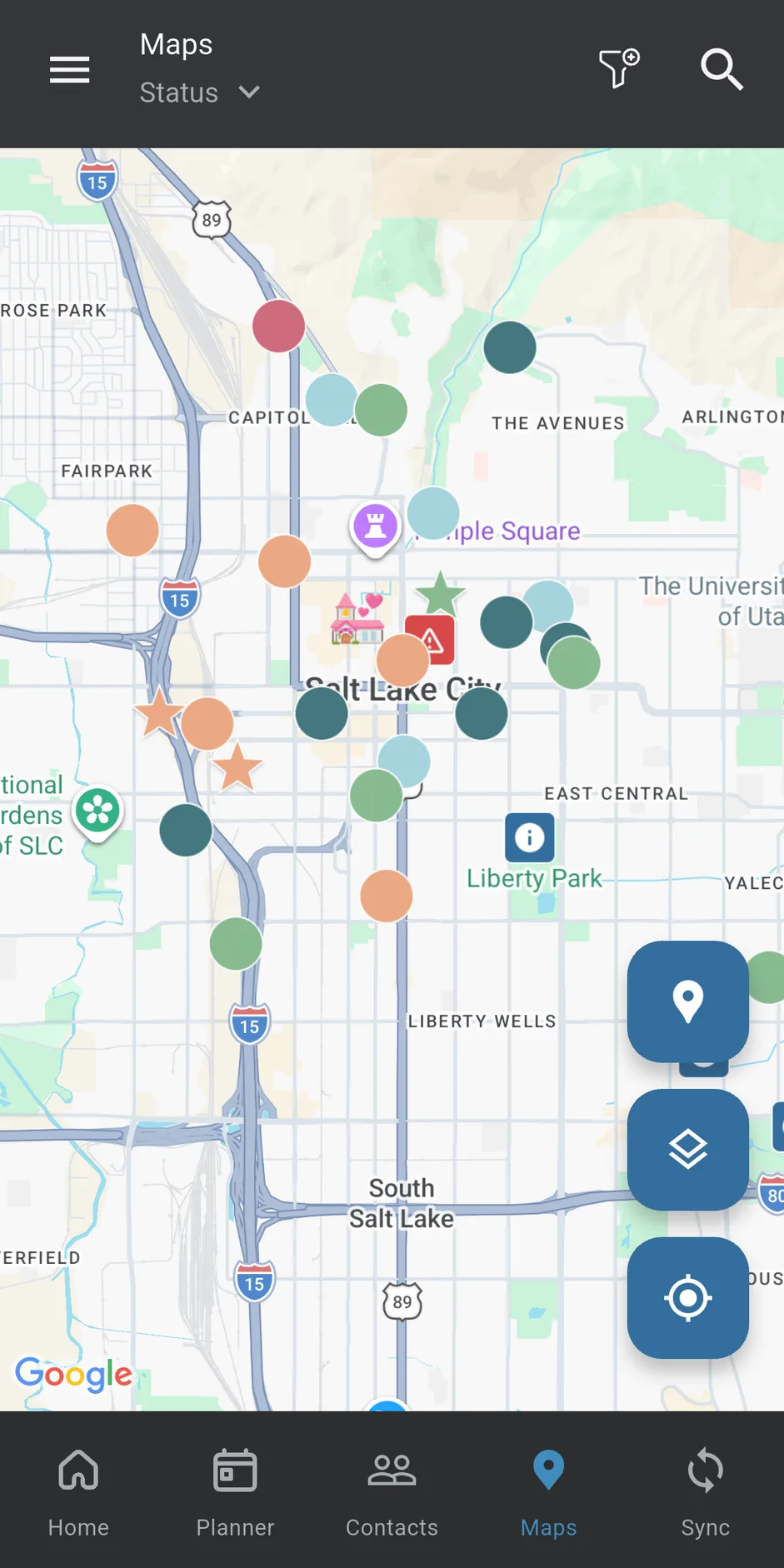 Next Transfer Places Map with pins placed by the user