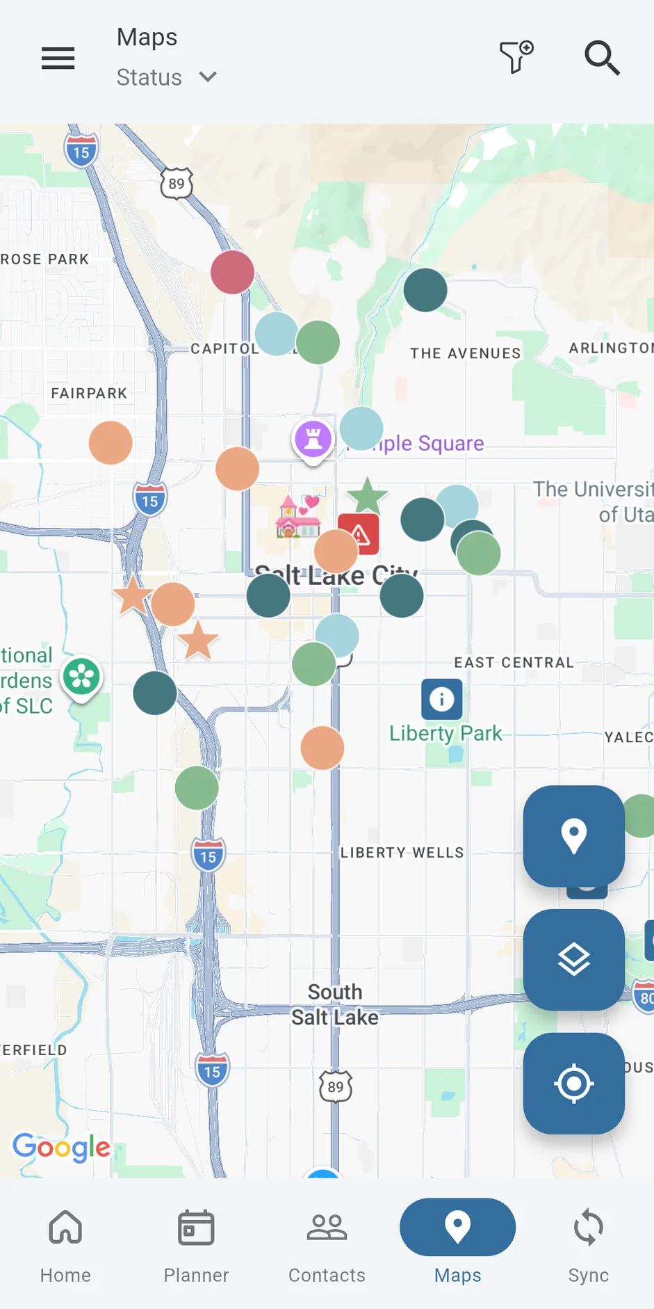 Next Transfer Places Map with pins placed by the user